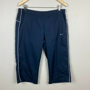 Nike Cropped Capri Pants L Athletic Training Navy Blue‎ Lightweight Women